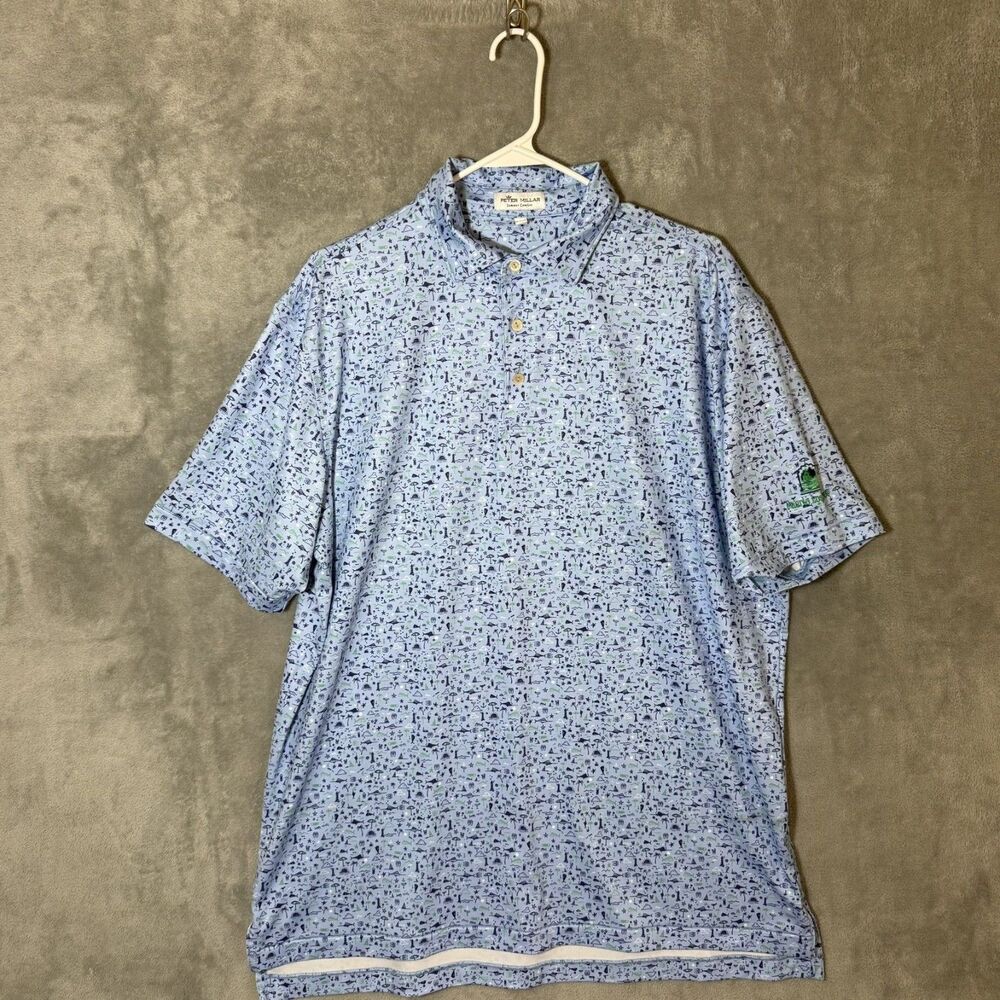 Peter Millar Summer Comfort Golf Polo L Blue Beach Golf Vinnings Puerto Los Cabo